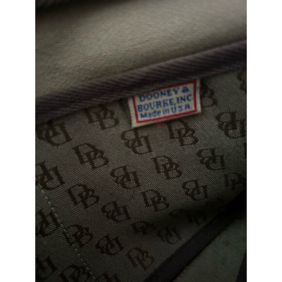 Vintage Dooney & Bourke Signature Monogram Fabric & Tan Leather Shoulder Bag - Picture 6 of 7